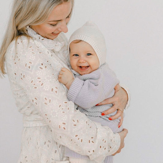 Chunky Knit Pullover Grey Lavender