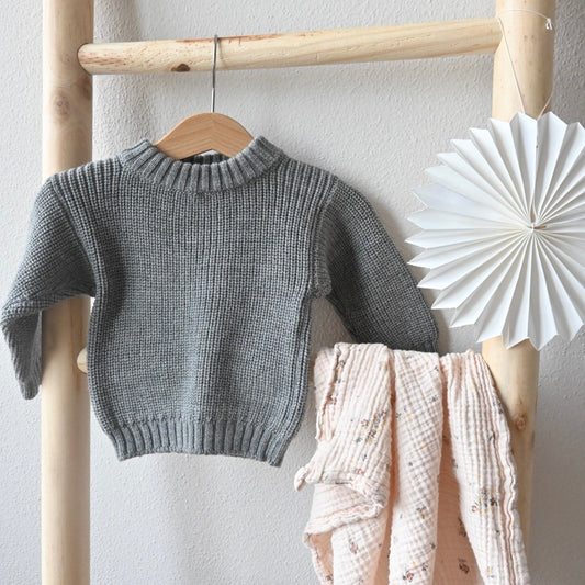 Chunky Knit Pullover Stone Grey