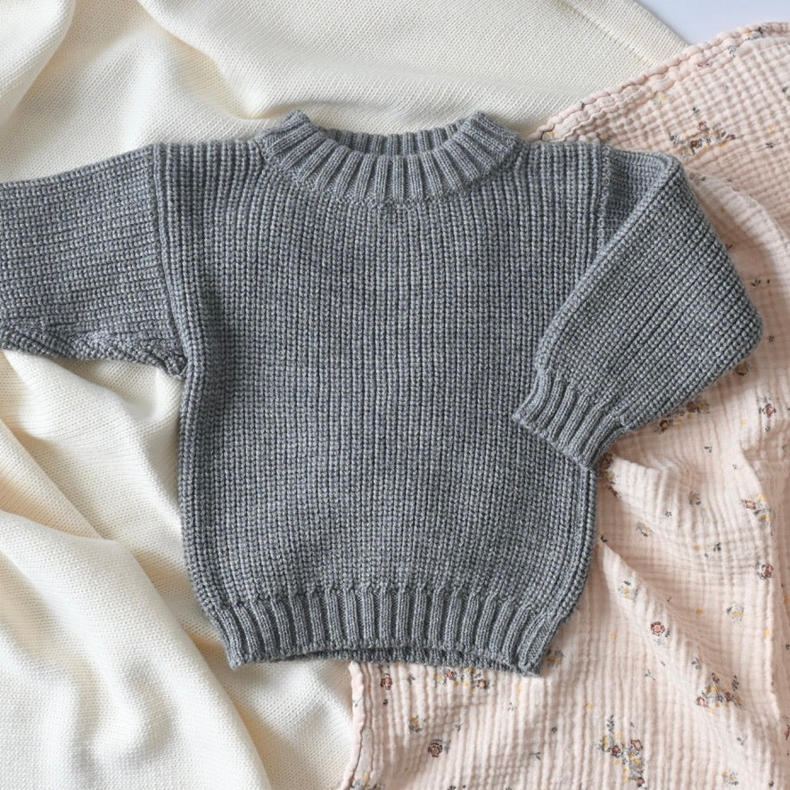 Chunky Knit Pullover Stone Grey
