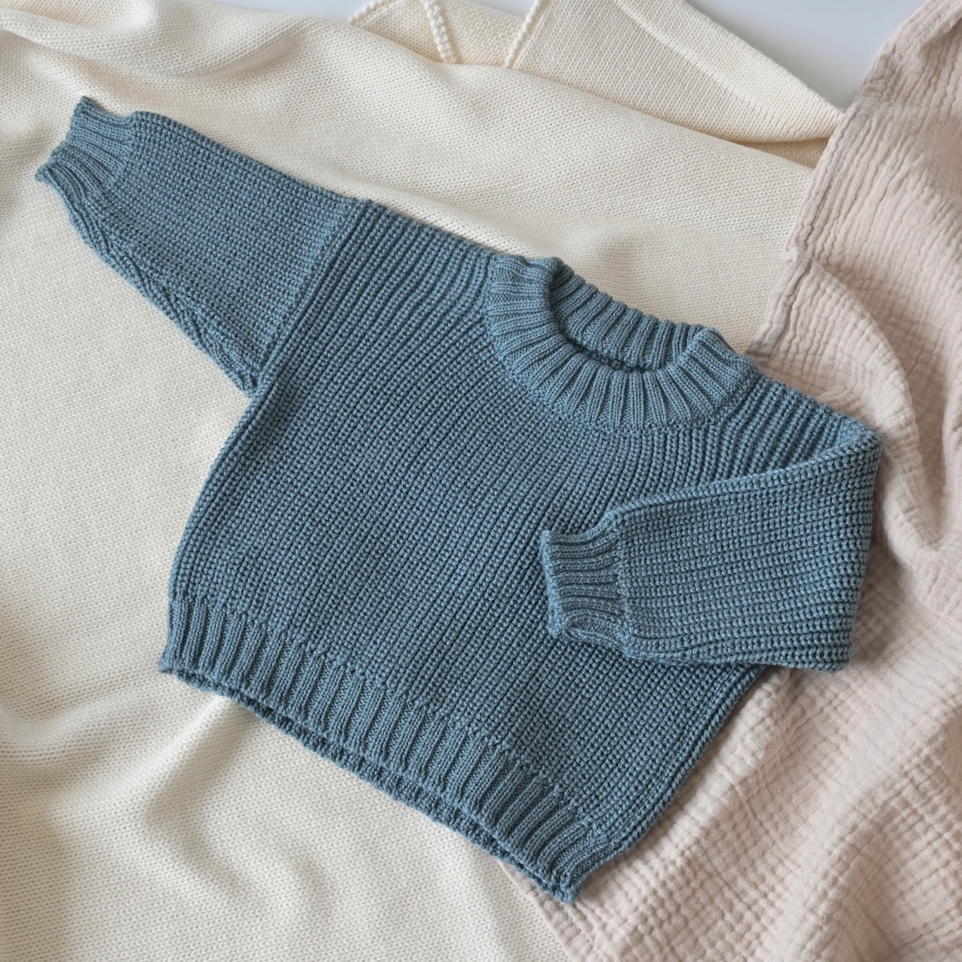 Chunky Knit Pullover Dusty Teal