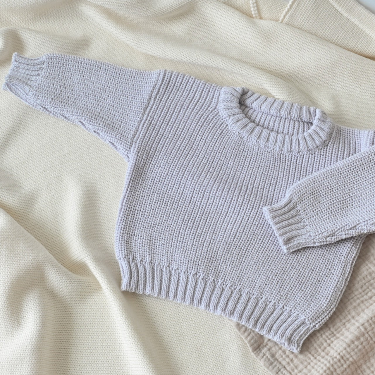 Chunky Knit Pullover Grey Lavender